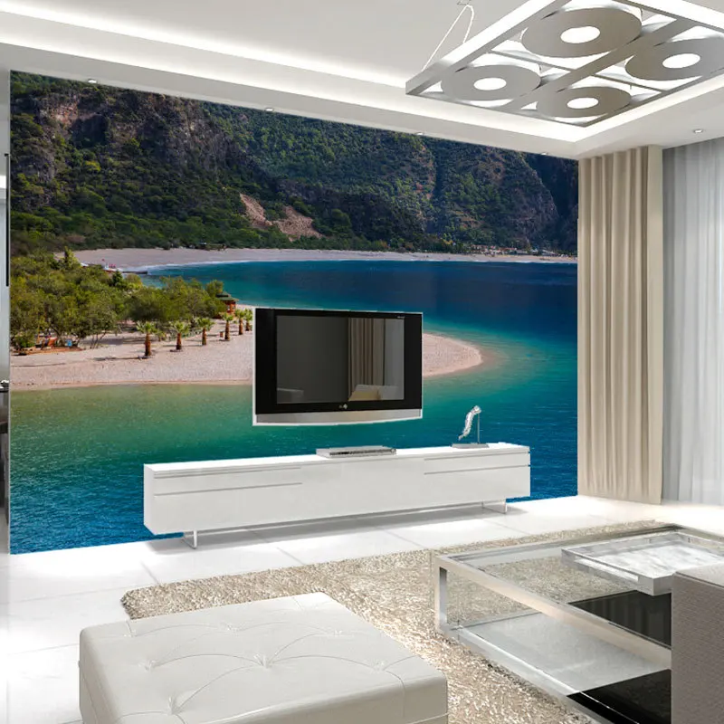 

beibehang seaside seascape beach scenery house wall decorative papel de parede 3d wallpaper photo murals wall paper wall murals