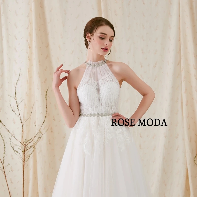 Hoa Hồng Moda Đơn Giản Phối Ren Voan Đi Biển Áo Cưới Pha Lê Tất Ảnh Thật