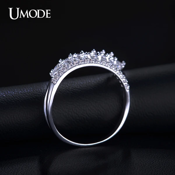 UMODE Original Design Selene Series Special Flowing Wheat With Marquise Cut CZ Irregular Band Finger Rings Brand Jewelry UR0159