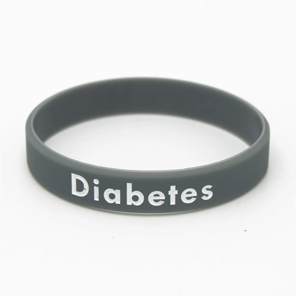 1PC Diabetes Silicone Wristband Sports Medical Alert Armband Nurse Rubber Bracelets&Bangles Youth and Adult Size Gifts SH151