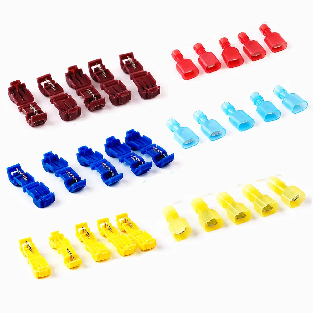 30/60/90pcs Scotch Lock Quick Splice Terminals Combo 22-10 AWG T-Tap/Male Insulated Wire Connectors