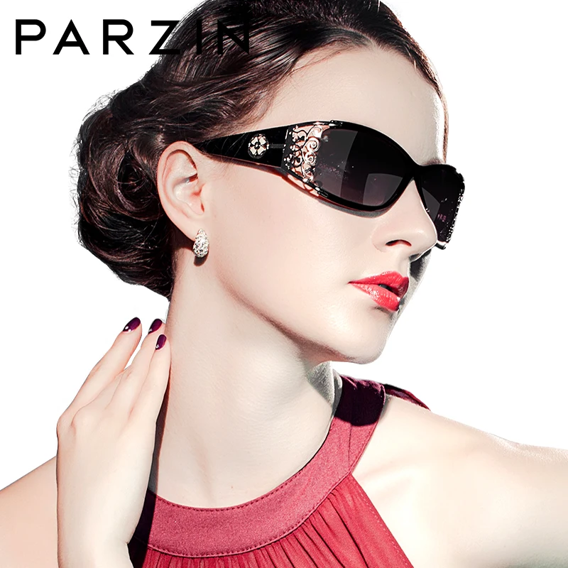 PARZIN Luxury Sunglasses Women Polarized Sun Glasses For Driving Vintage Female Ladies Shades Sunglasses Black With Packing PZ18