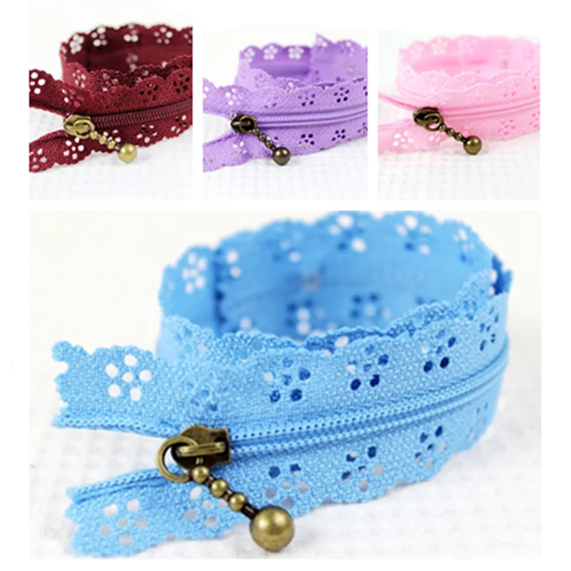 6pcs/lot  random color 25cm zippers lace nylon finish zipper for sewing wedding dress AA7452