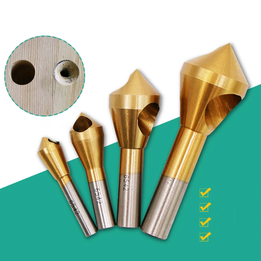 1 Set HSS Countersink Drill Bit Deburring Tool Countersink Drill Bit for Chamfering Round Holes & Edges 2-5/ 5-10 /10-15/15-20mm