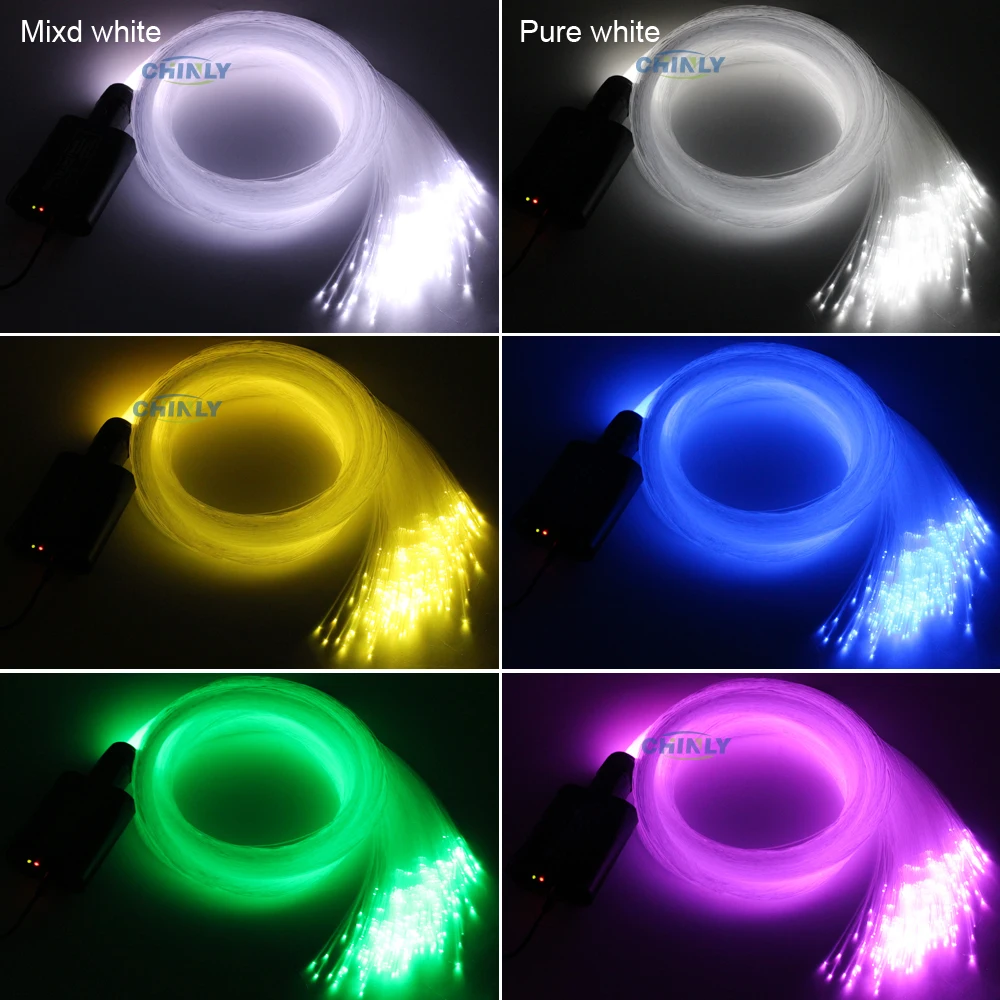 CHINLY Fiber Optic Lights Smart Bluetooth APP 16W Car Starry Lights Musical Active Control 3m 370pcs Optical Fiber LED Lighting