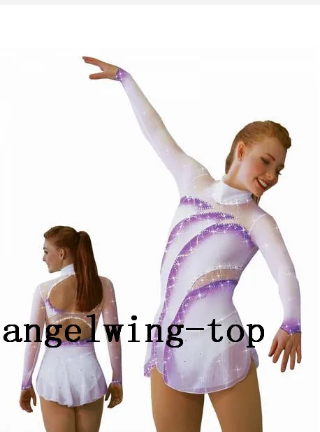 

white purple ice skating dress for girls hot sale figure skating dresses competition ice skating dresses free shipping B53