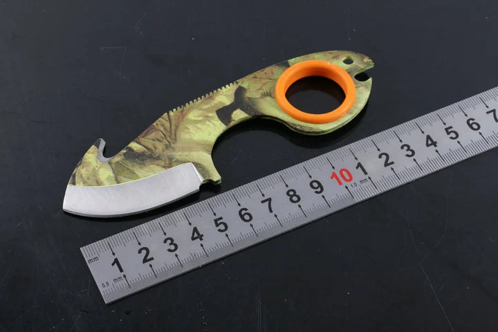 Portable small straight knife camouflage covered handle with sleevecan and hook blade Outdoor camping fishing tool knife