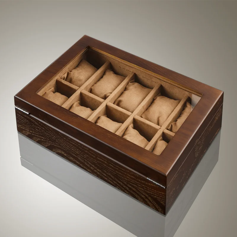 10 Slots Wood Watch Box Organizer With Glass Window Wooden Watch Holder For Men Watch Case Storage Box Watch Display Gift Box
