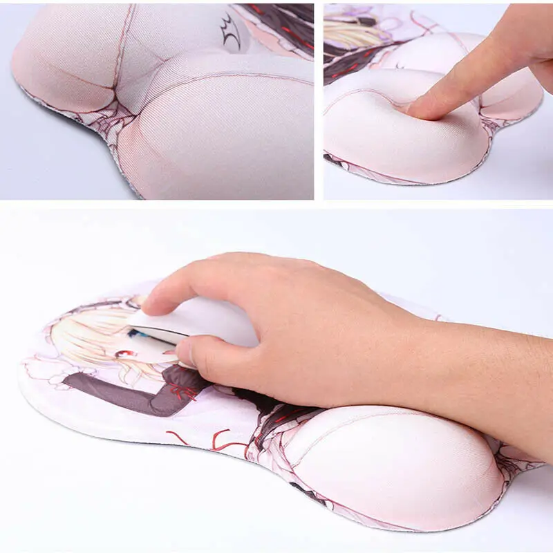 PINKTORTOISE Anime Demon Slayer 3D Agatsuma Zenitsu Hip Mouse Pad 3D Soft Chest Mouse Pad Mat Wrist Rest