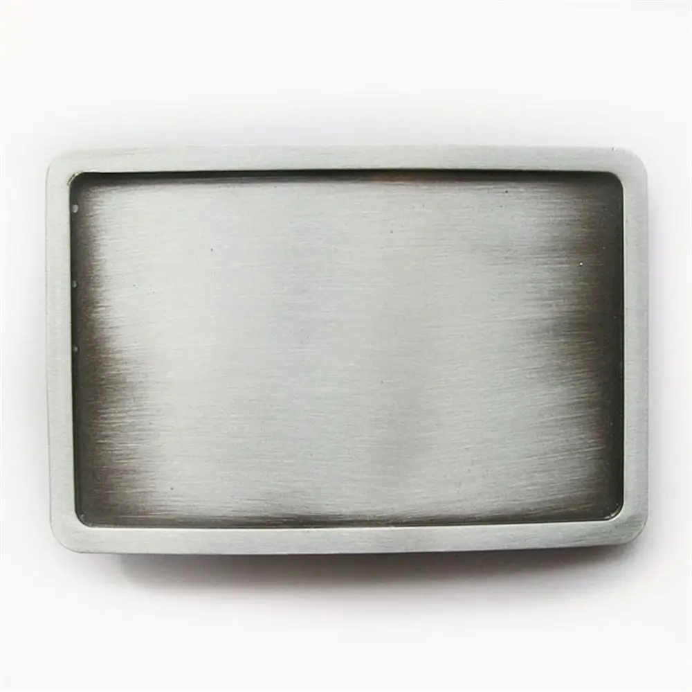 Hebilla de cinturón en blanco rectangular de plata cepillada antigua, hebilla de cinturón personalizada, también disponible en EE. UU.