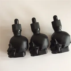 10pcs/lot Creative 30ml/cc Empty Black Skull Glass Dropper Bottles For Eliquid Essential Oils Perfume Bottles In Refillable