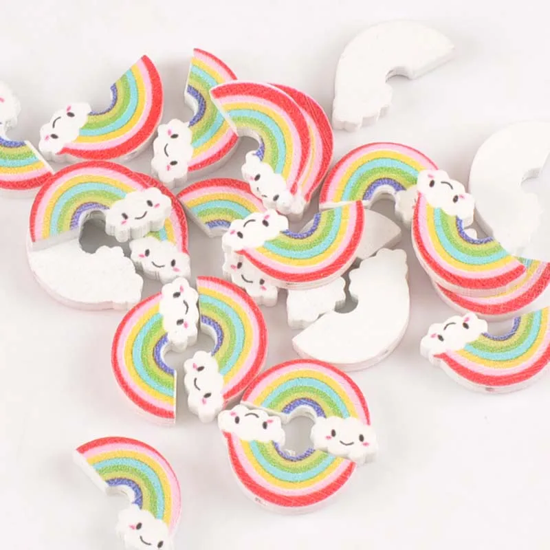 20pcs Mixed colour Licorne Pattern Wooden Spacer Beads For Jewelry making  22x12mm MT2009X