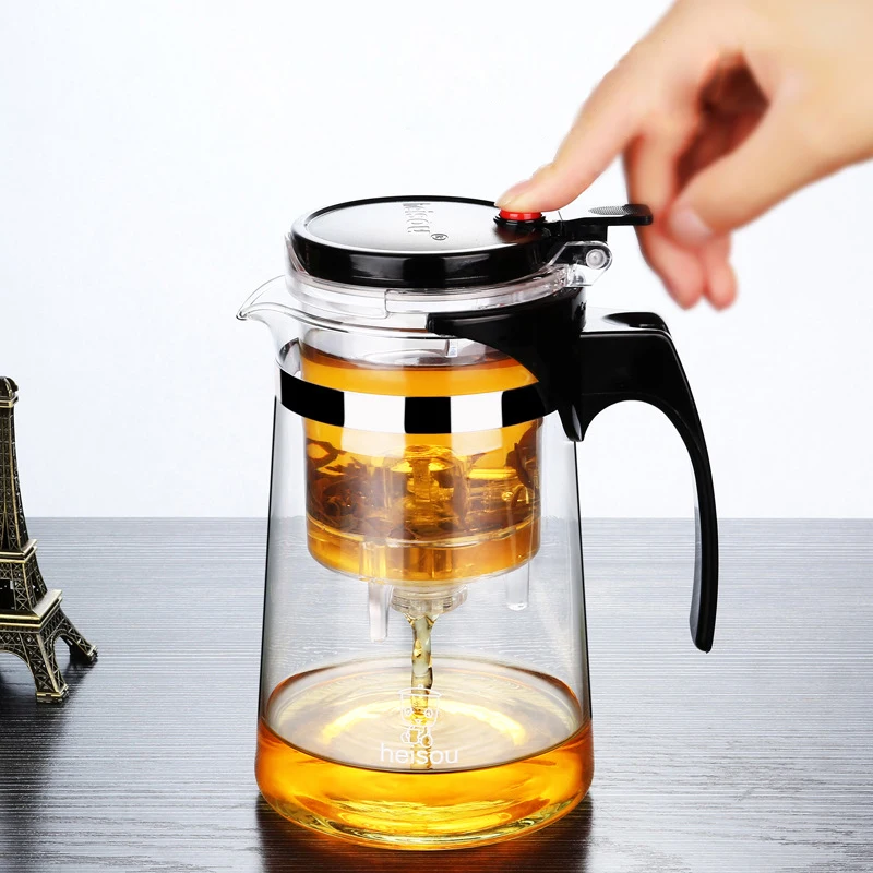 TUUTH 750ml Heat Resistant Glass Teapot Chinese kung fu Tea Set Puer Kettle Coffee Tea Infuser Convenient Office Tea Pot