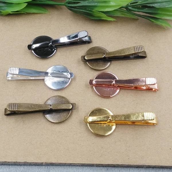 Men Tie Clips Fit 16mm 18mm 20mm Round Cabochon Copper Necktie Tie Bar Mens Clamp Tie Clip Blank Base For Men Accessories Z527