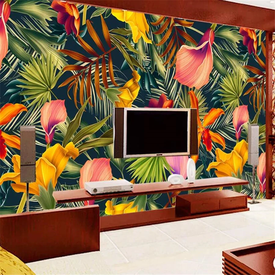 Beibehang papel de parede Custom wallpaper 3d mural Hand painted European Pastoral Tropical Rainforest Southeast Asian wallpaper