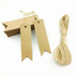 100pcs/lot Brown Kraft Paper Tags DIY Mini Food Lable Craft Hand Draw Tags Wedding Card Strings 7*2cm