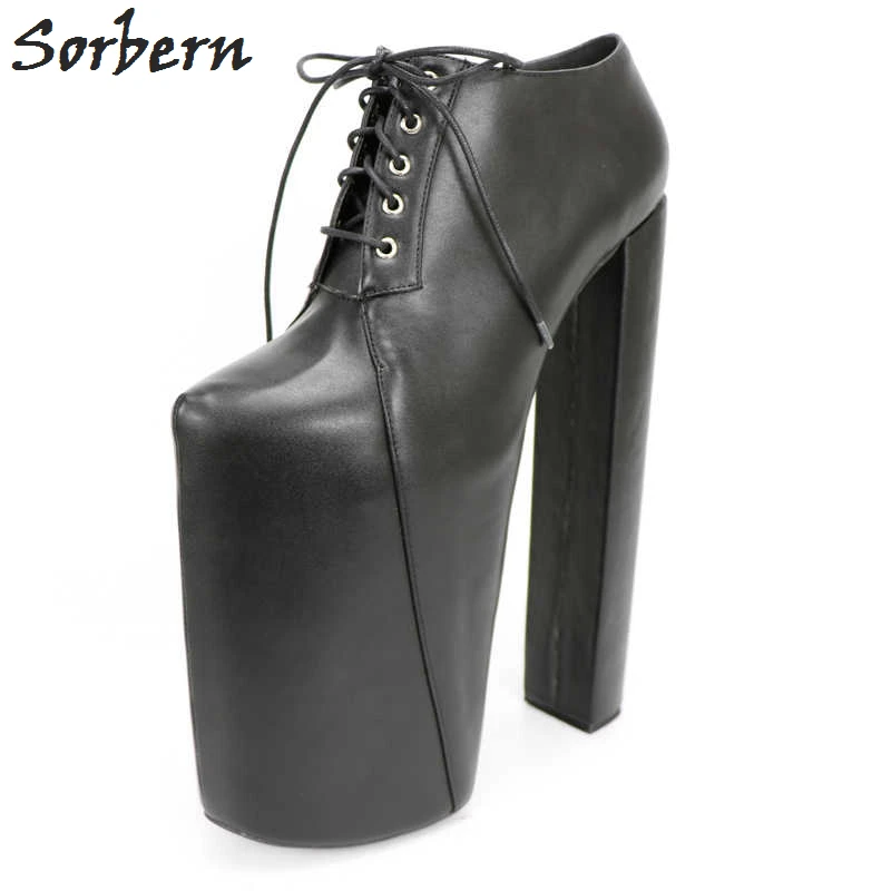 

Sorbern Sexy Chunky Heeled Thick Platforms Ankle Boots For Women Fetish Shoes Display Show Boots Unisex 20-30cm High Heels