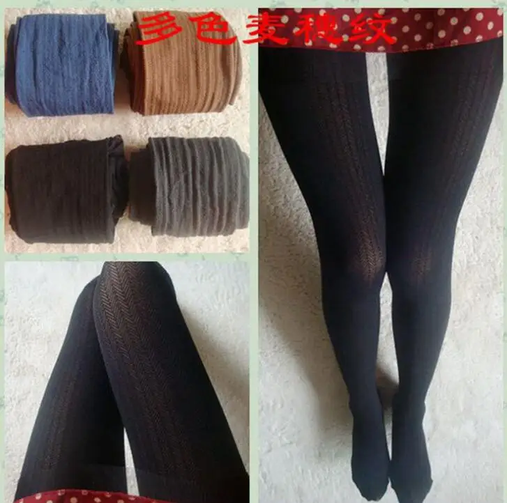 

5 Pcs/lot New Spring Autumn Wheat Twist Pattern Velvet Nice Colorful Elastic Candy Color Women's Clothing Hosiery Tights Acrylic