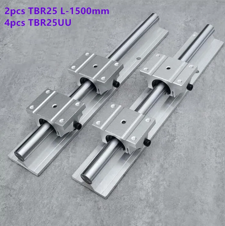 

2pcs TBR25 L-1500mm support rail linear guide + 4pcs TBR25UU linear bearing blocks for CNC router parts