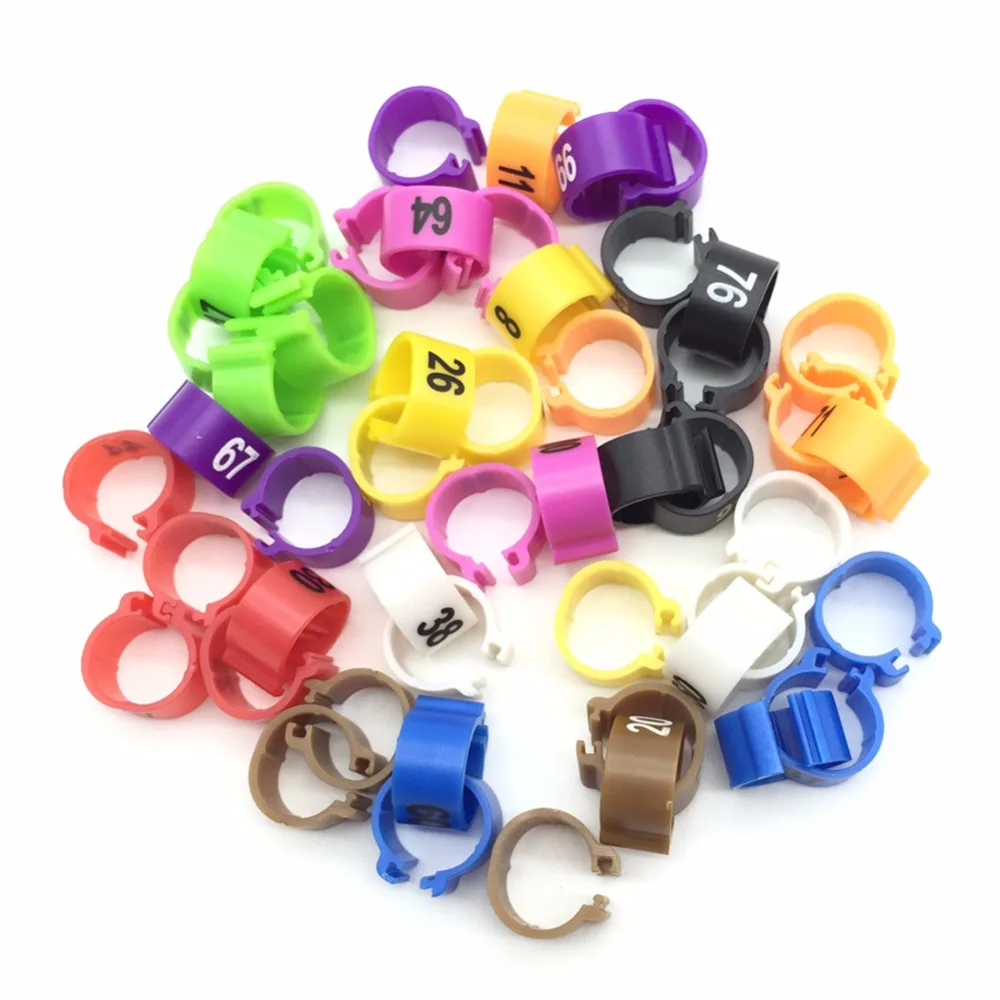 100 Pcs inner diameter 10mm Bird Supplies Pet Birds Carrier Pigeon Parrot 10 Colors Digital Foot Ring Bayonet Marking Ring