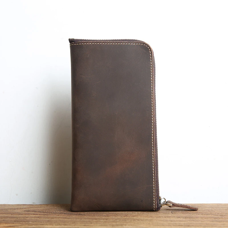 Men Wallet Genuine Leather Small Wallet Coin Purse Bag Zipper Long Clutch Organizer Women Wallet Card Holder Money Bags carteira