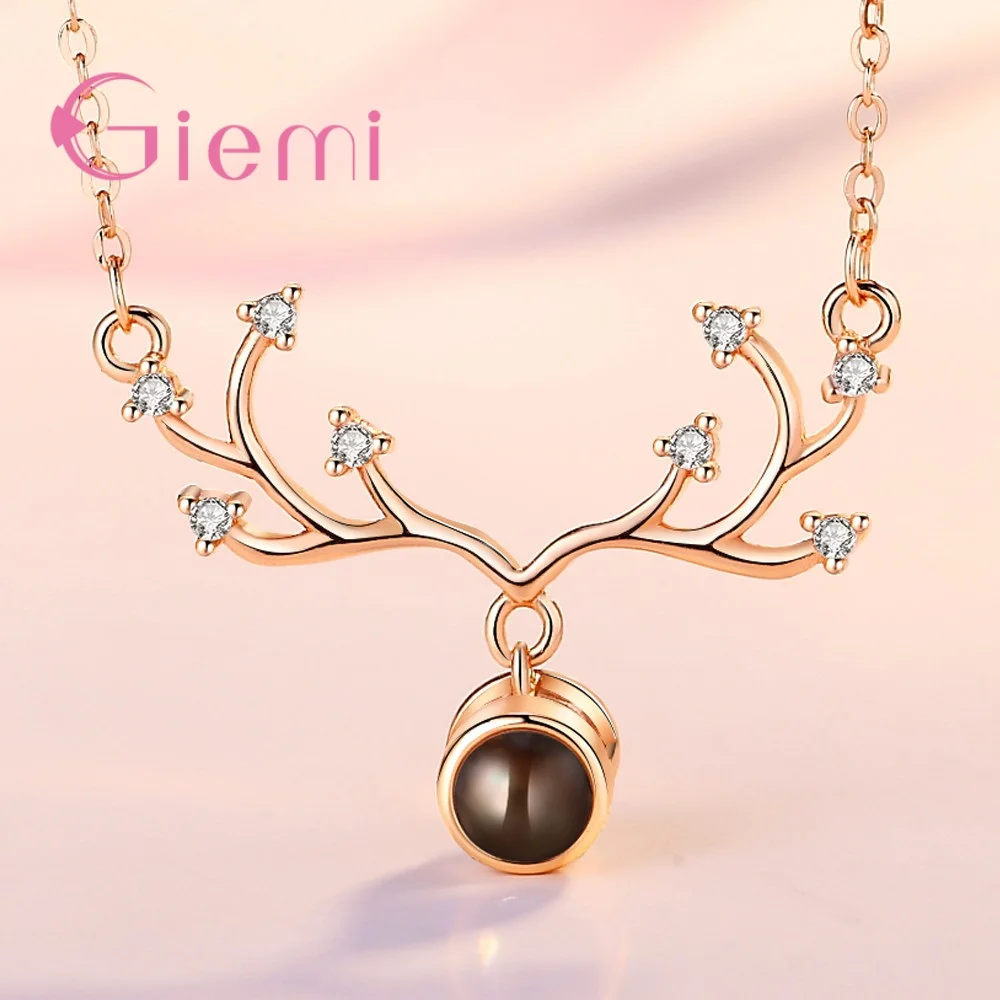 New Fashion Antler Horn Animal Pendant Chains Necklaces For Women Adjustable Rose Gold  Chains Collares Party Jewelry Gift