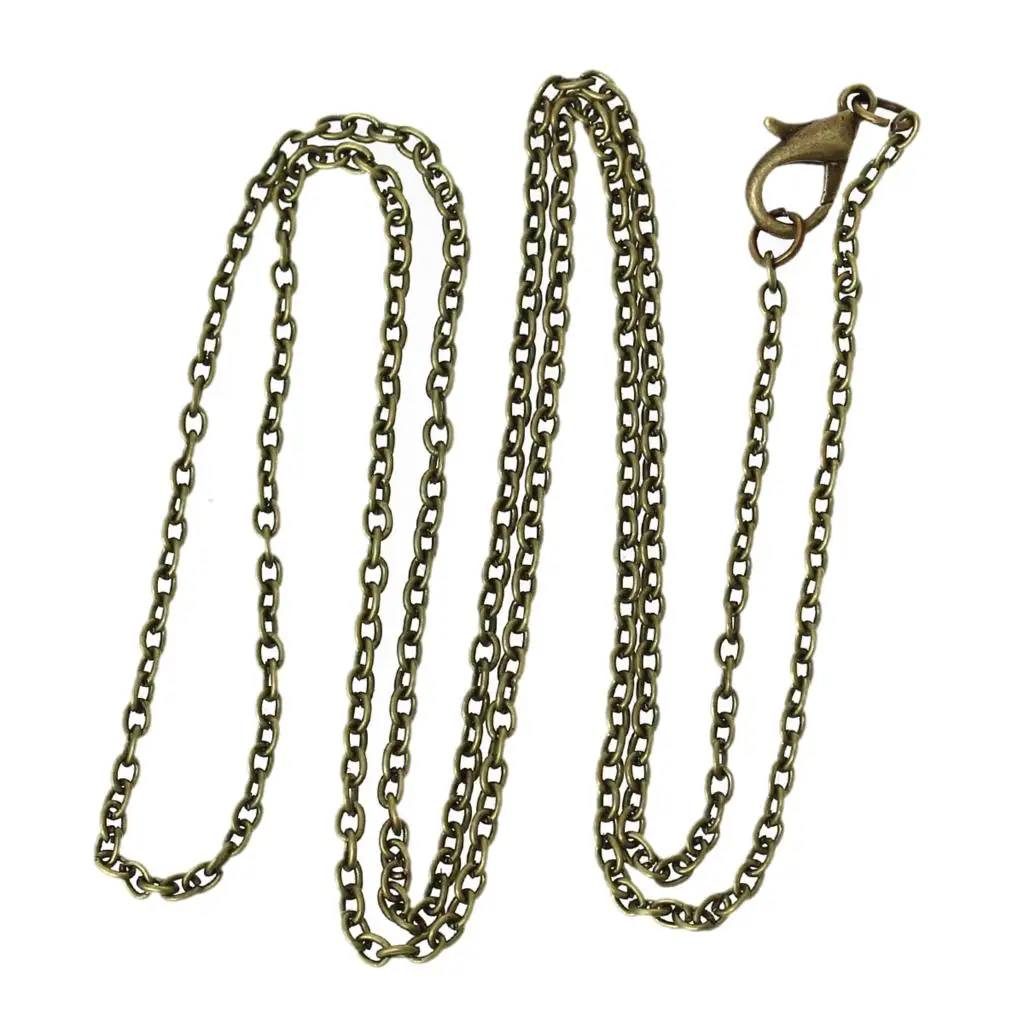 DoreenBox Jewelry Necklace Antique Bronze Cable Chains Lead And Nickel Safe Lobster Clasp Sweater Chain DIY For Women 62cm 12Pcs