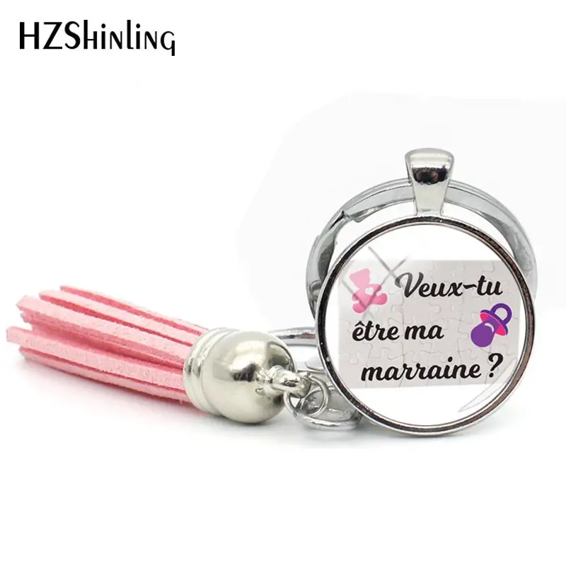 2018 nuovo Veut Tu Etre Ma Keychain ine nappa portachiavi vuoi essere la mia madrina portachiavi gioielli in vetro per donna