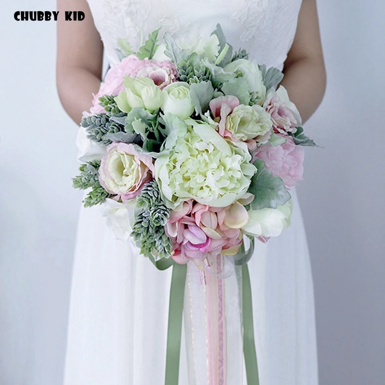 Brand new Artificial flowers Bridal bouquet Bridesmaid bouquets Wedding Decoration White & Pink color Romantic Wedding bouquet