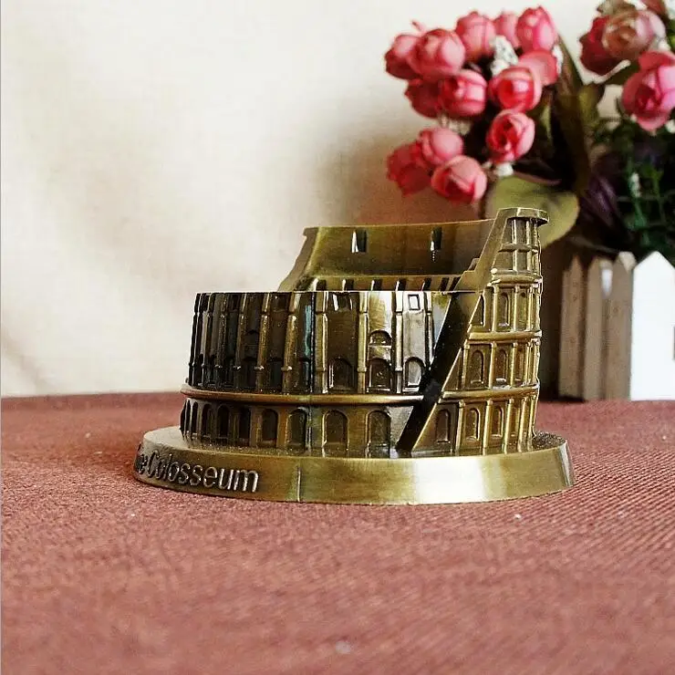 World Famous Landmark Building Italy Rome Colosseum Metal Bronze Model Crafts For Home Shop Decoration Tourist Souvenirs Gift