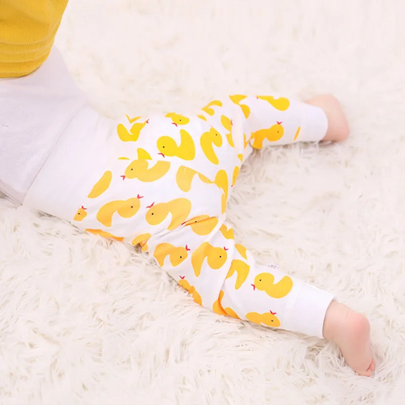 Spring Autumn Baby Clothing Infant Newborn Girls Boys PP Pants High Waist Soft Cotton Cute Print Kids Leggings Children Trousers