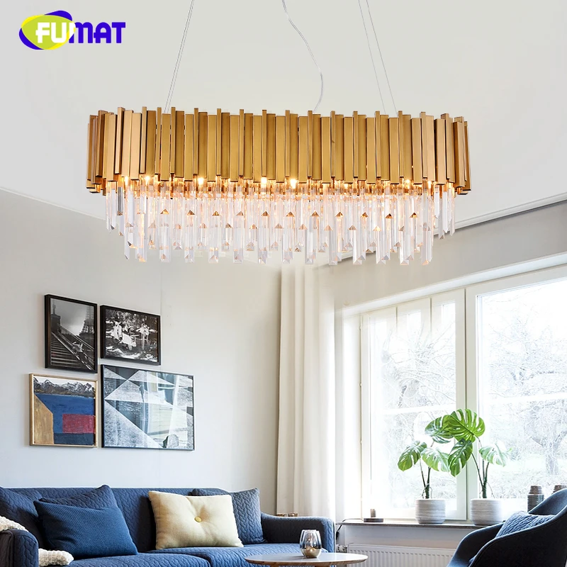 

FUMAT Post-Modern K9 Crystal Chandelier Metal Stainless Steel Crystal Lights For Living Room LED Luxury Crystal Chandeliers Lamp