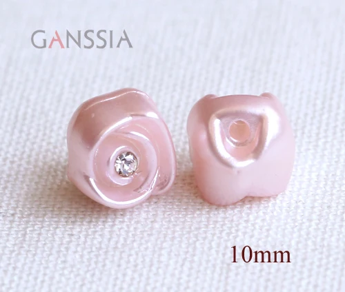 20pcs/lot Quality Light Pink Flower Buttons with Crystal Stone Scrapbooking DIY Accessories Resin Buttons (ss-112)