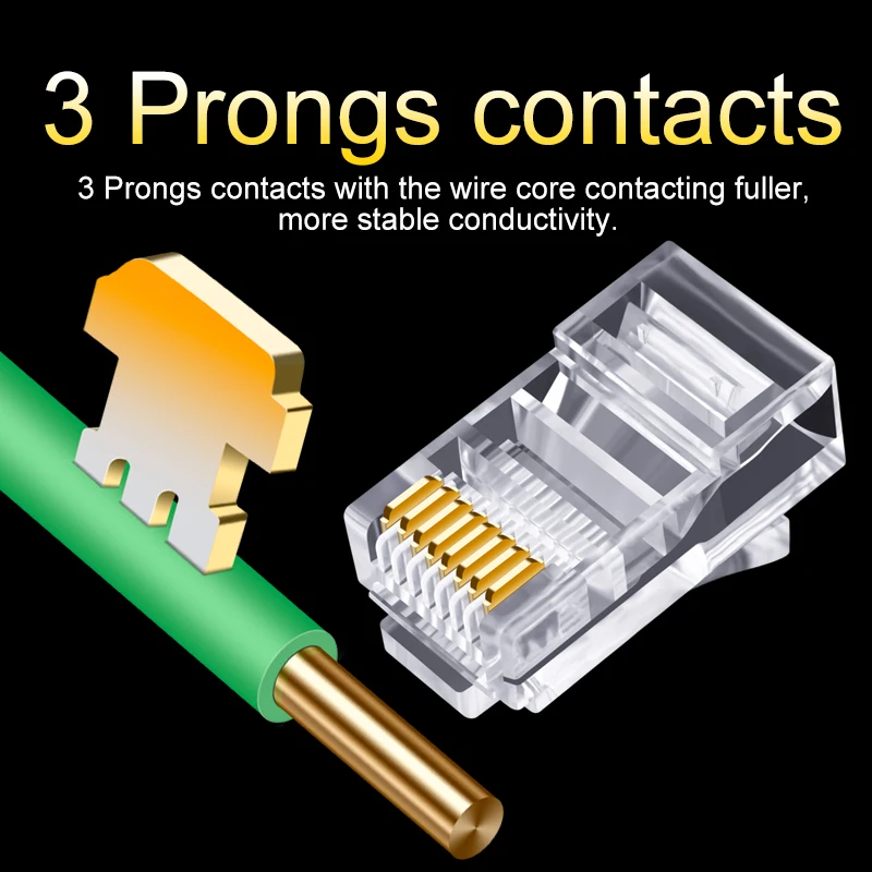 CNCOB Cat5e plug perforated network cable rj45 connector network connector through hole 8P 8-core 100pcs