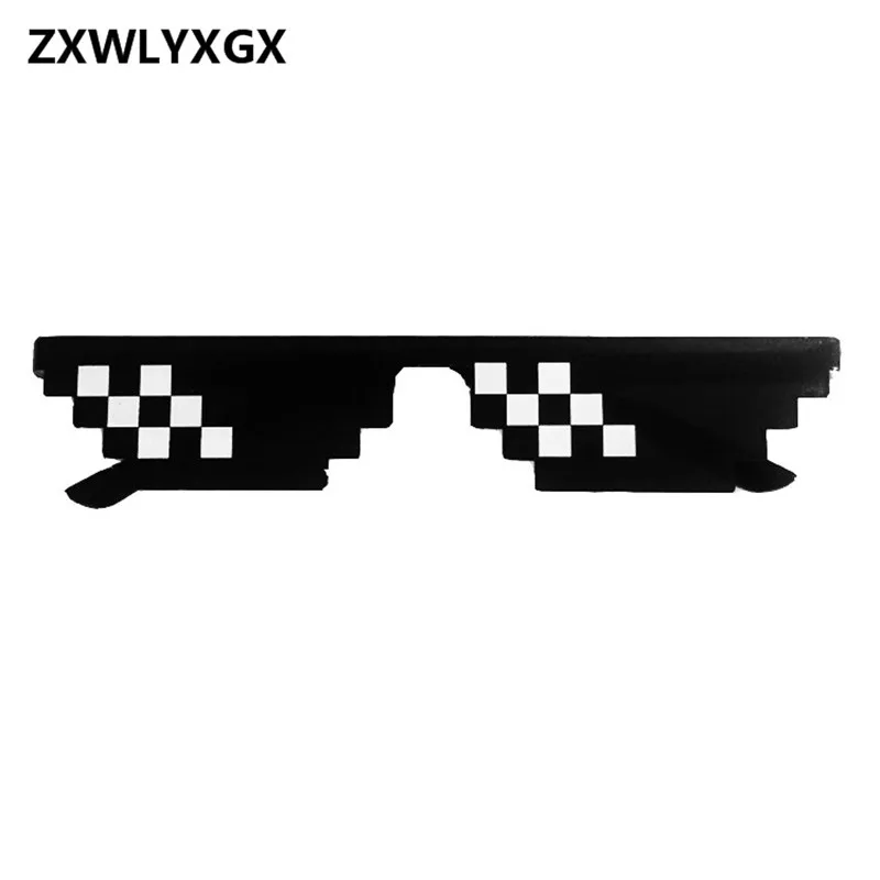 

ZXWLYXGX Popular Mosaic Glasses 8 Bit MLG Pixelated Sunglasses Women Men Brand Thug Life Party Eyeglasses Vintage Sun Glasses