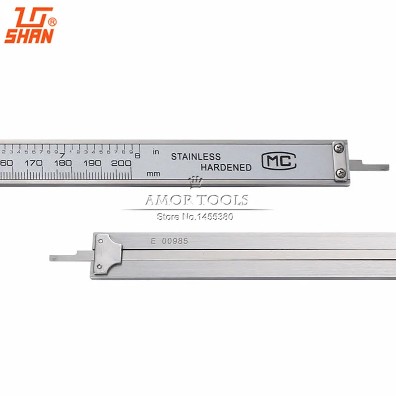 SHAN-Calibradores digitales de acero inoxidable, herramientas de medición electrónicas de 8 ", 0-200mm/0,01, pantalla LCD grande