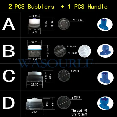 WASOURLF 2PCS Male Thread Aerator 1 Tool Water Saving Tap Bubble Faucet External Concealed Kitchen Basin Bathroom Accessories