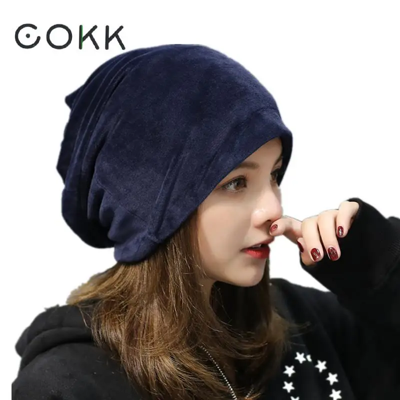 COKK Winter Hats For Women Knitted Caps Women\'s Ear Flaps Hat Female Ladies Skullies Beanies Russian Warm Velvet Cap New