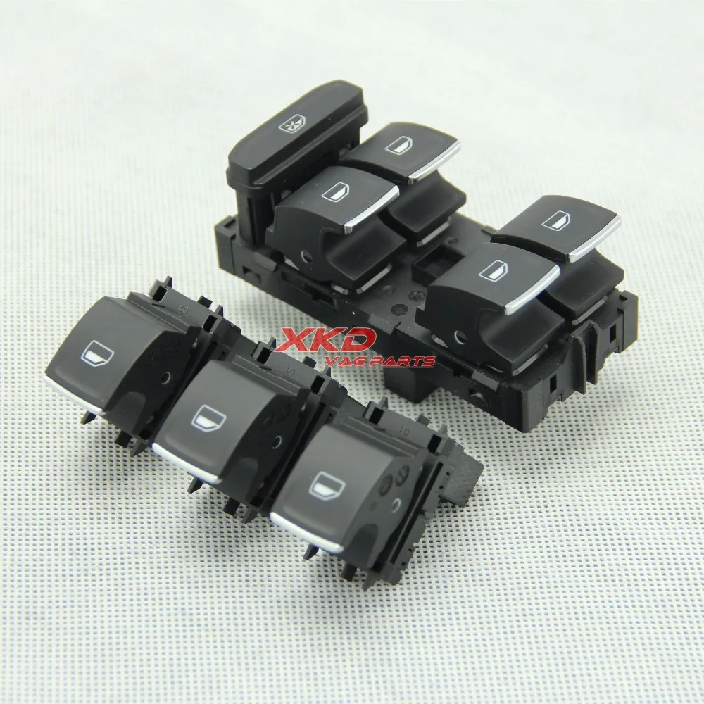 New Chrome Driver &Passenger Side Master Window Switch Bottons For VW- Golf MK7   5G0 959 857 C WZU  5G0 959 855 F WZU