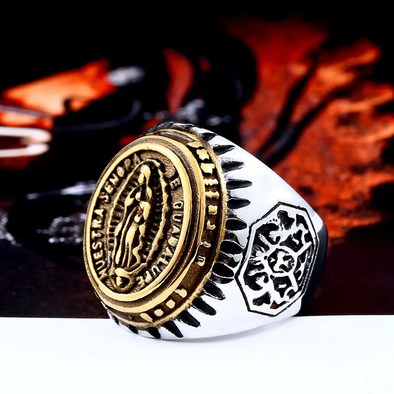 Beier new arrive 316L Stainless Steel domineering figure man Ring Fashion Jewelry Virgin Mary men Ring gift LLBR8-281R