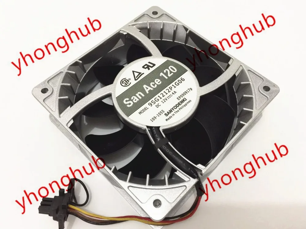 SANYO DENKI 9SG1212P1G06 Server Cooling Fan DC 12V 4A 120x120x38mm 4-Wire