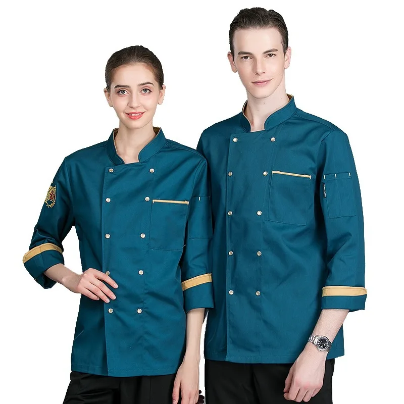 

Chef Clothes Long-sleeved Hotel Restaurant Uniform Cake Room Pastry Kitchen Men Women Overalls Breathable Plus Size Jacket H2026