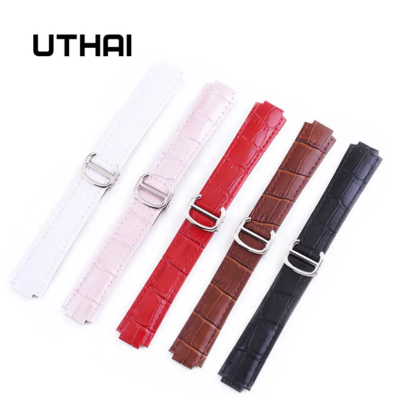 UTHAI P05 14-9mm,18-11mm,20-12mm Genuine Leather Watchbands 20mm Watch Strap For Cartier Blue Balloon watch Leather Strap