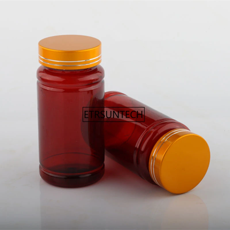 Empty Medicine Capsules Refillable Bottle, Brown Convenient Tablets/Pills Packing Container F2028