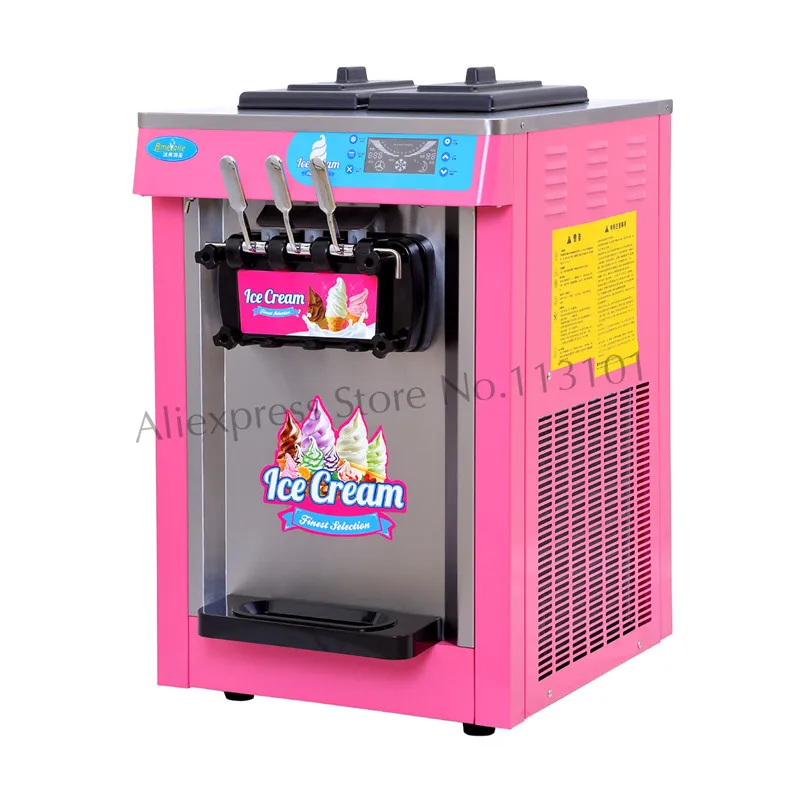 Desktop Ice Cream Machine Colorful Soft Serve Ice Cream Maker 20L/H Leisure Food Device 3 Heads