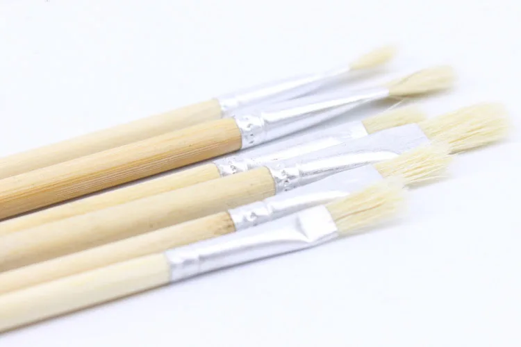 20pcs/Set pig bristle wooden brush pen flat head single brush gouache brushes Paint Brush Art Supplies Student Stationery