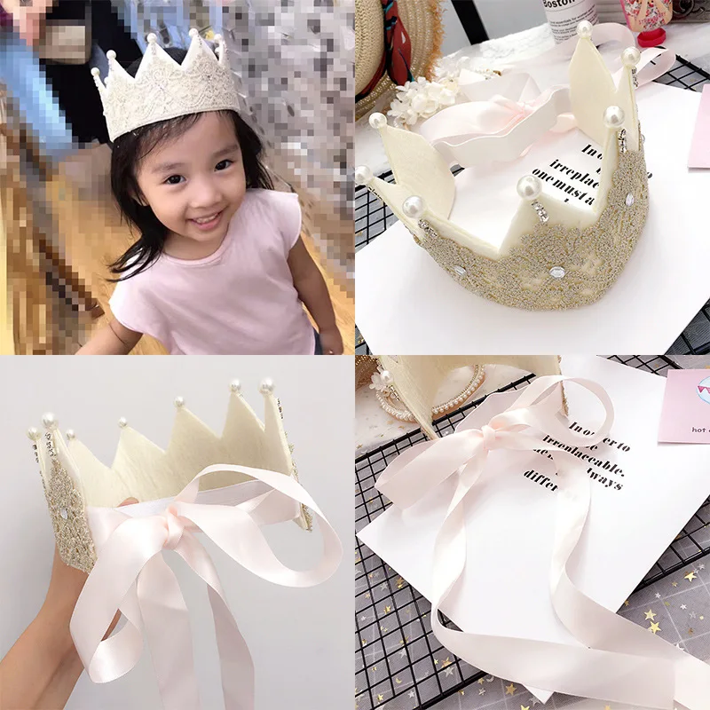 

Birthday Party Crown Hair Hoop Headband Hairband for Women Girls Princess Pearls Hair Band High-quality Hair Accessories Gift