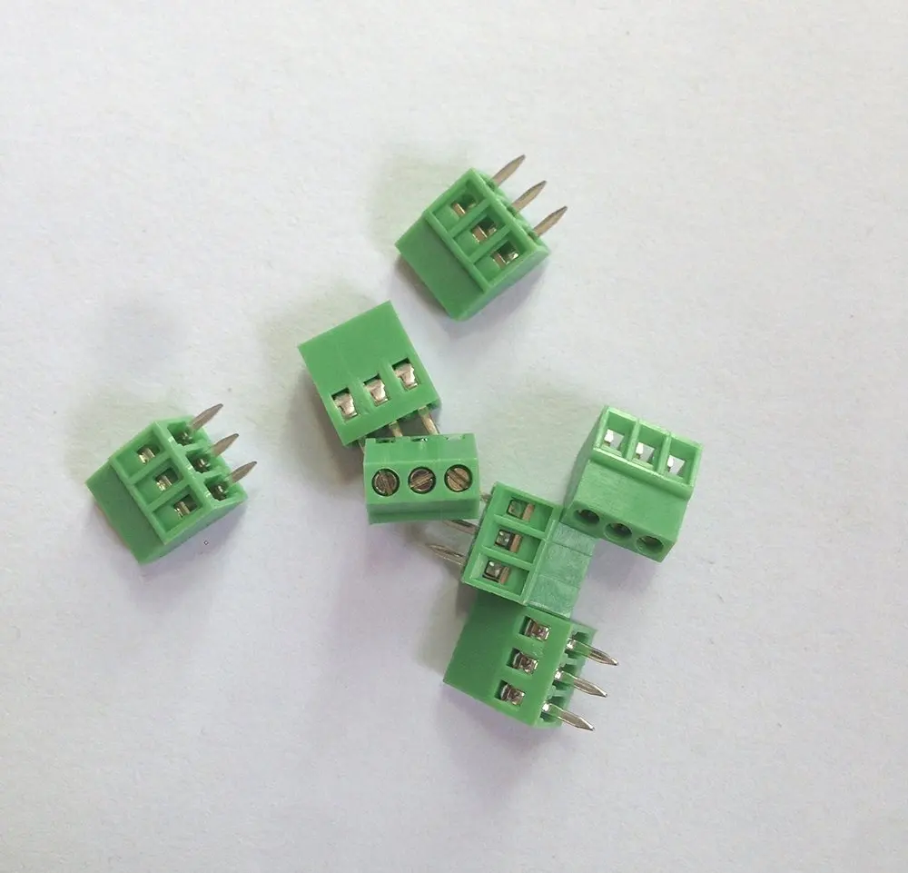 

50pcs 3 Poles 2.54mm Pitch PCB Screw Wire Connector Terminal Block 150V 6A, CE Rohs