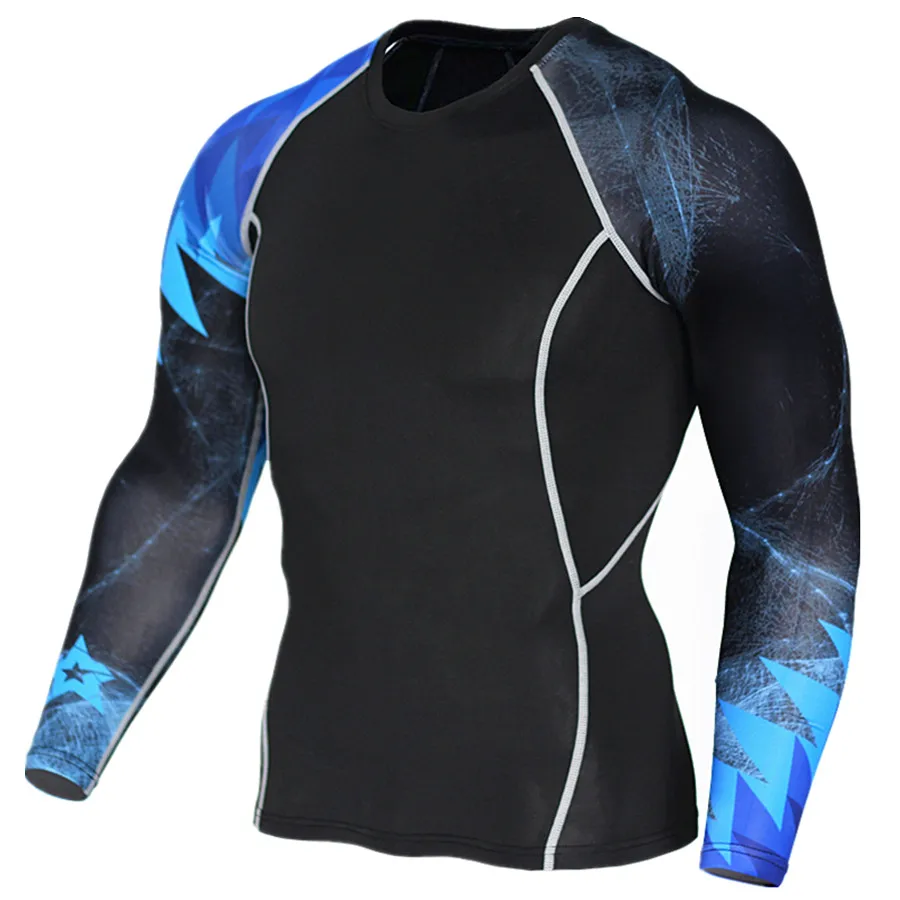 Men Compression Long sleeve Breathable Quick Dry T Shirts Bodybuilding Weight lifting Base Layer Fitness Tight Tops T-shirt