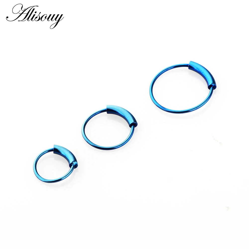 1pcs Steel Hinged Clicker Seamless Piercing Nose Ring Hoop